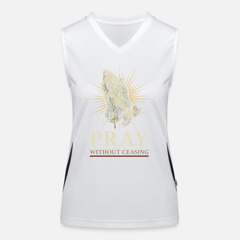 Praying without ceasing – hands with the rosary Women's Functional Contrast Tank Top
