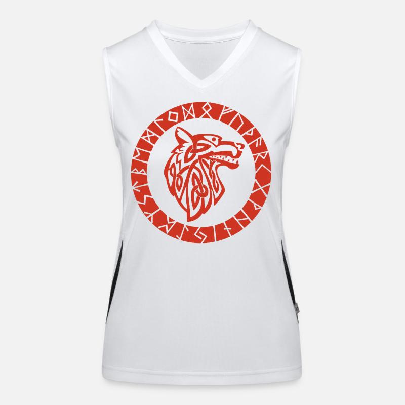 Viking Red Wolf Emblem Women's Functional Contrast Tank Top