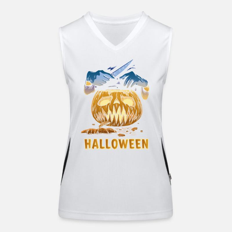 Geschnitztes Kürbis Halloween Messer Funktionelles Kontrast-Tank Top für Frauen