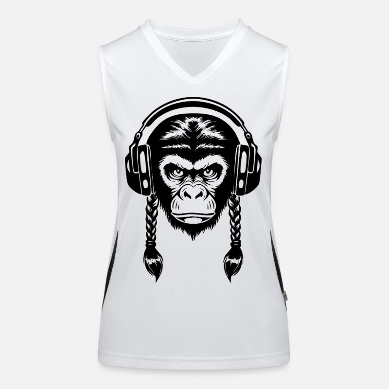 Electro Monkey Head Synth Wave Edition Shirt Women's Functional Contrast Tank Top