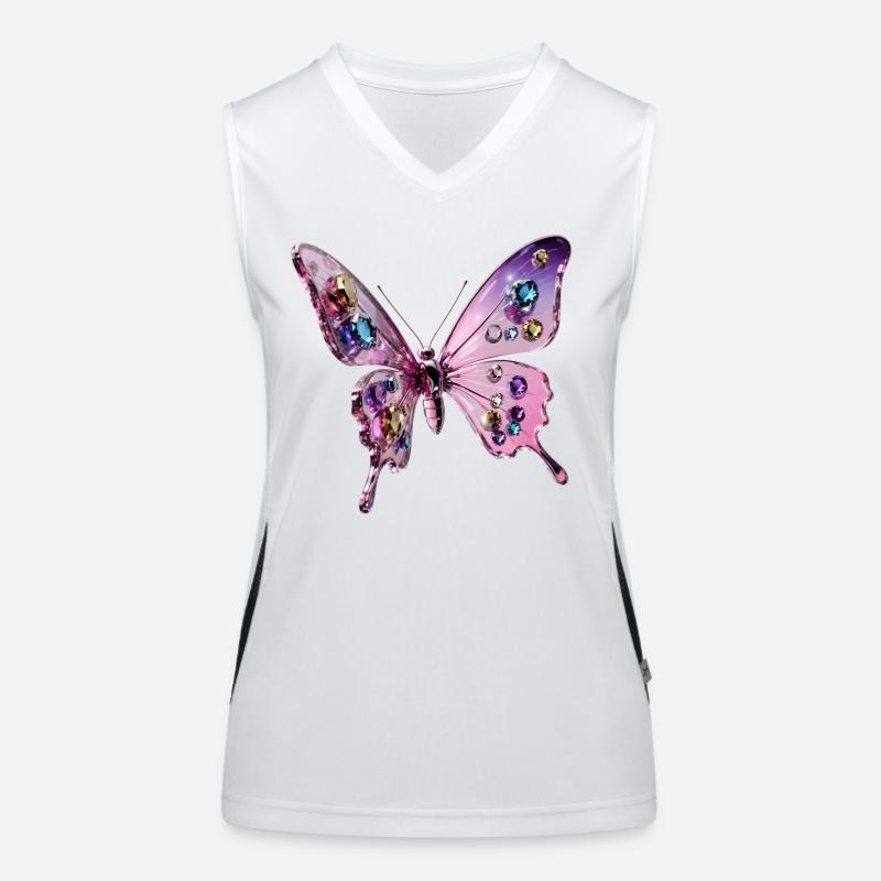 Papillon Glamour 3d - Chrome & Paillettes Débardeur respirant contrasté Femme