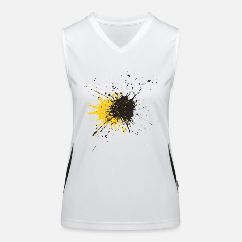 Kunstspritzer Gelb Schwarz Splash Funktionelles Kontrast-Tank Top für Frauen