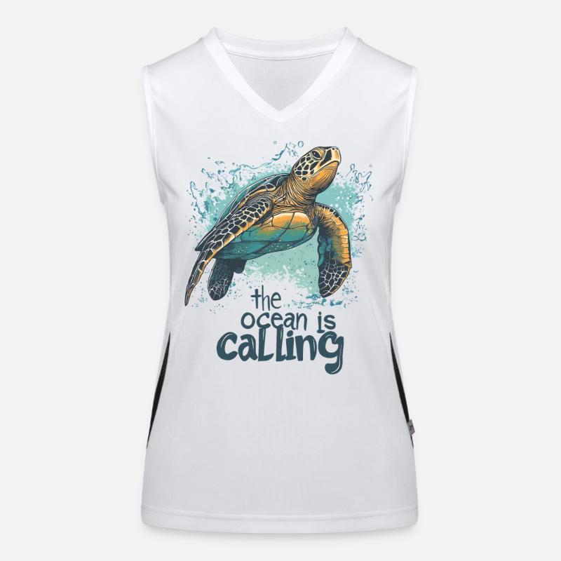The Ocean Is Calling - Turtle Under Water Women's Functional Contrast Tank Top