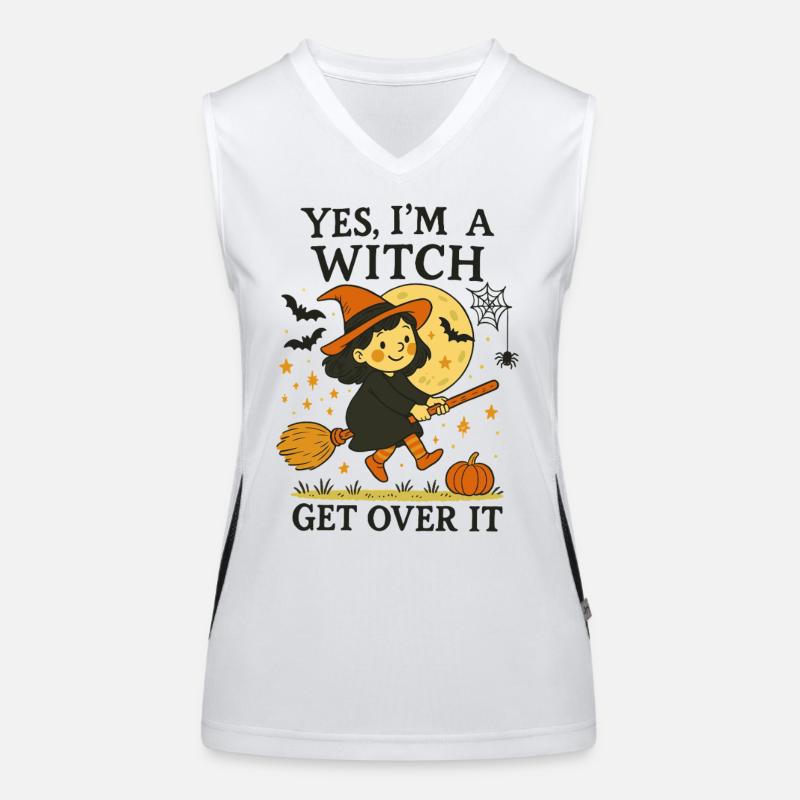Yes I'm A Witch Get Over It Funny Halloween Design Débardeur respirant contrasté Femme