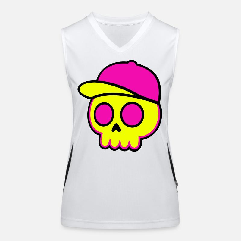 Neon Skull Cap Design Funktionelles Kontrast-Tank Top für Frauen