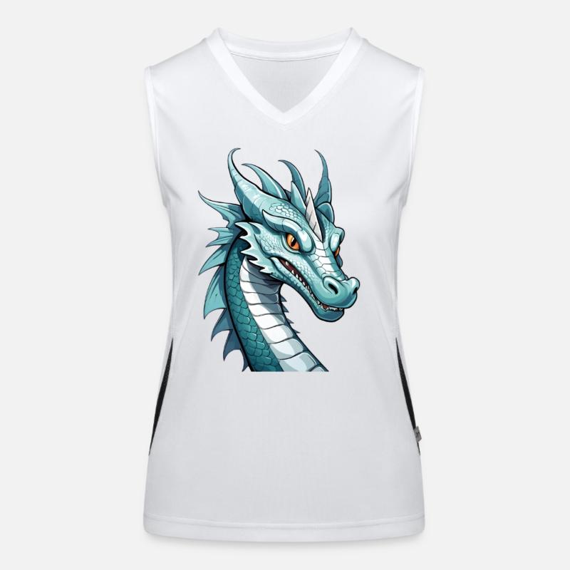 Kobaltdrachen Kopfkunst Funktionelles Kontrast-Tank Top für Frauen