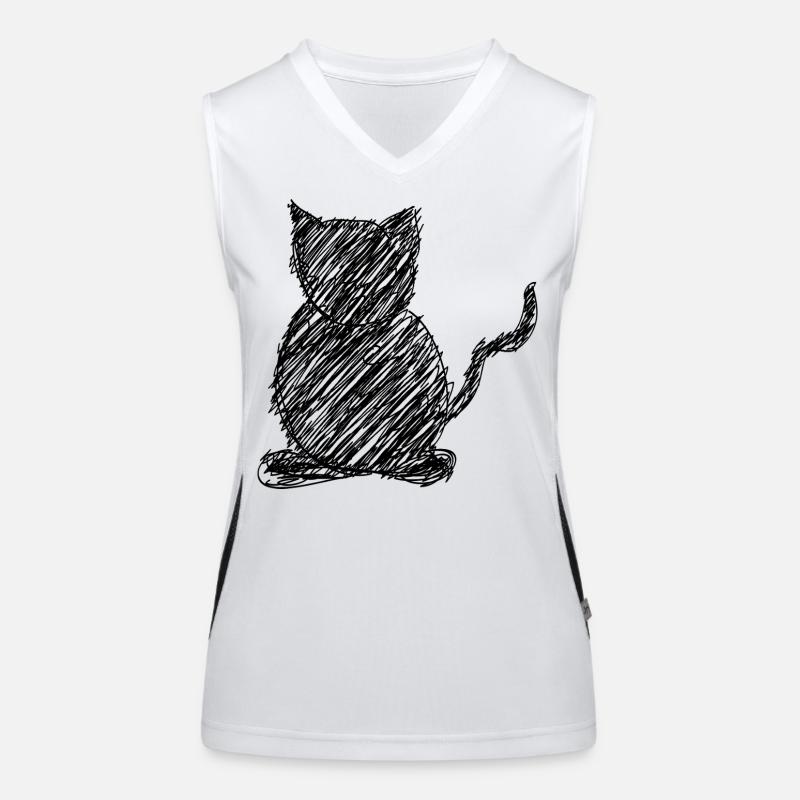 Katze Scribble Zeichnung Tier Geschenk Funktionelles Kontrast-Tank Top für Frauen