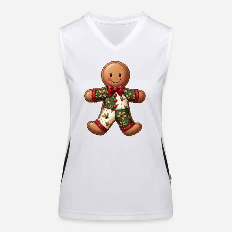 Gingerbread Christmas Motif Patchwork Women's Functional Contrast Tank Top