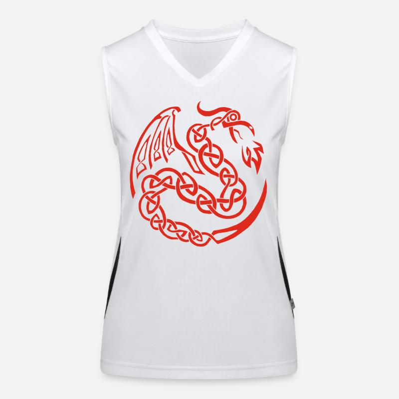 Dragon celte rouge Débardeur respirant contrasté Femme