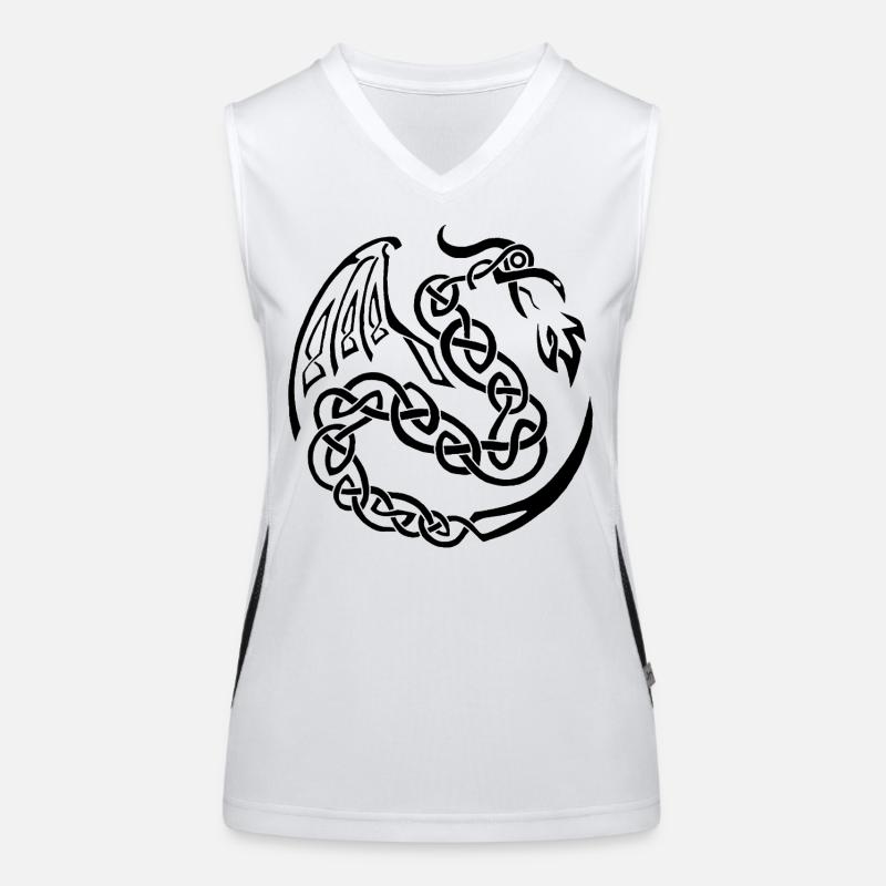 Dragon celte noir Débardeur respirant contrasté Femme