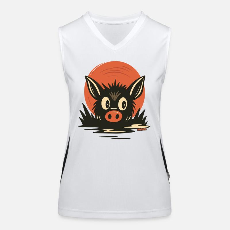 Schweine Schweinchen im Schlamm Cartoon-Design Funktionelles Kontrast-Tank Top für Frauen