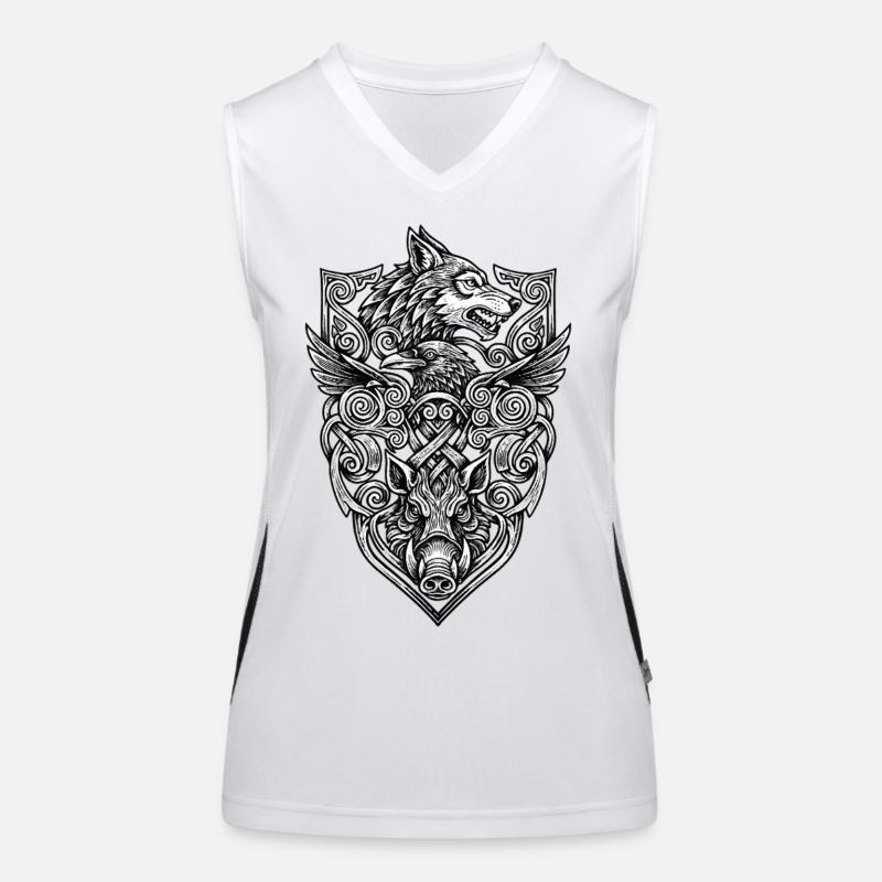 Wikinger-Totem: Wolf • Rabe • Wildschwein Funktionelles Kontrast-Tank Top für Frauen