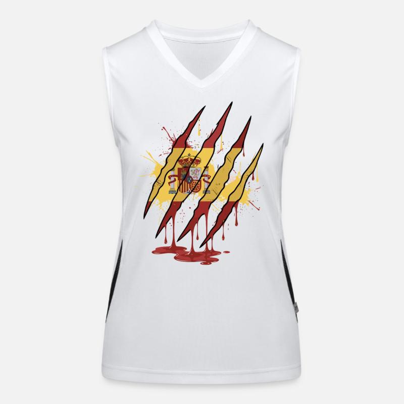 Scratch Mark Espagne Drapeau Griffe Style Grunge Débardeur respirant contrasté Femme
