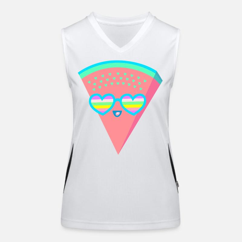 Cool Melon Heart Sunglasses 80s 90s Retro Women's Functional Contrast Tank Top