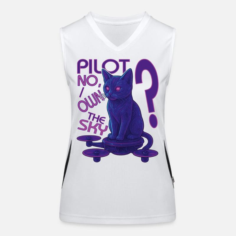Futuristic Cat Drone Pilot – Sci-Fi Cats S Women's Functional Contrast Tank Top