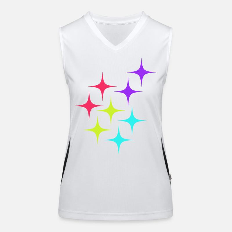 Colorful star sparkle pattern Women's Functional Contrast Tank Top