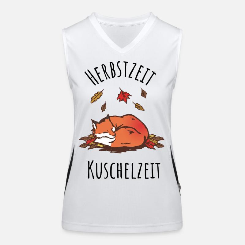 Sleeping fox in autumn cuddle time Women's Functional Contrast Tank Top