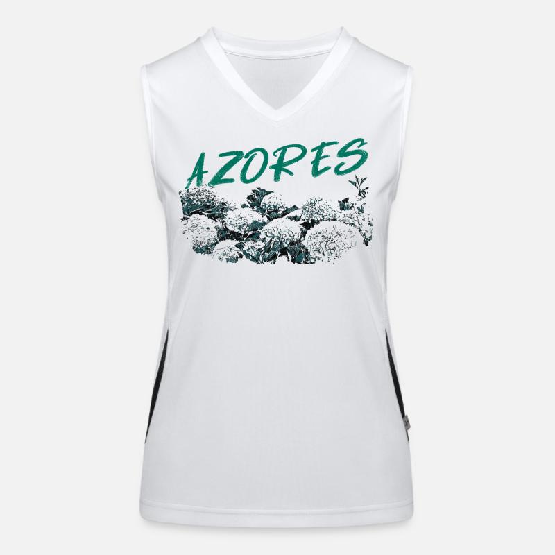 Azores Botanical Hydrangeas Turquoise Women's Functional Contrast Tank Top