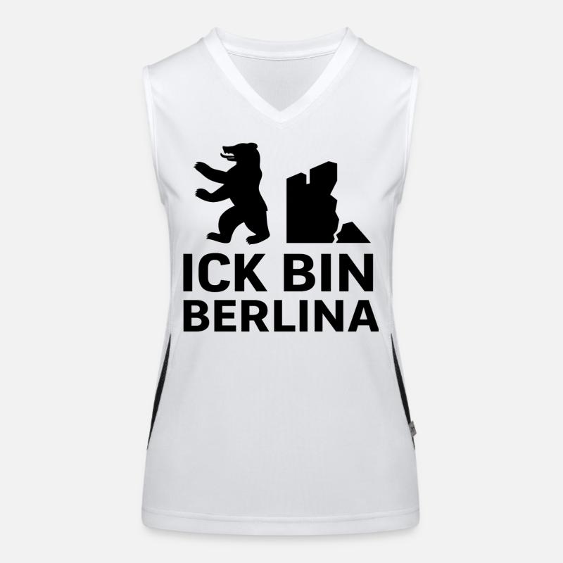 Ick bin Berlina | Berliner Bär & Mauer Spruch Funktionelles Kontrast-Tank Top für Frauen