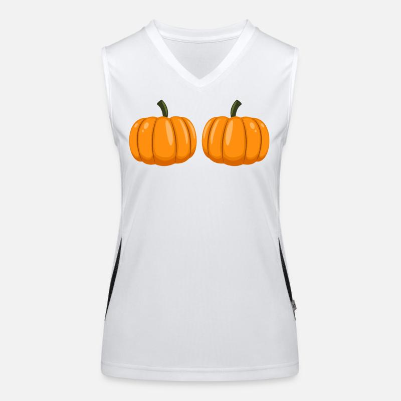 Pumpkin Boobs Funny Halloween Costume Women's Functional Contrast Tank Top