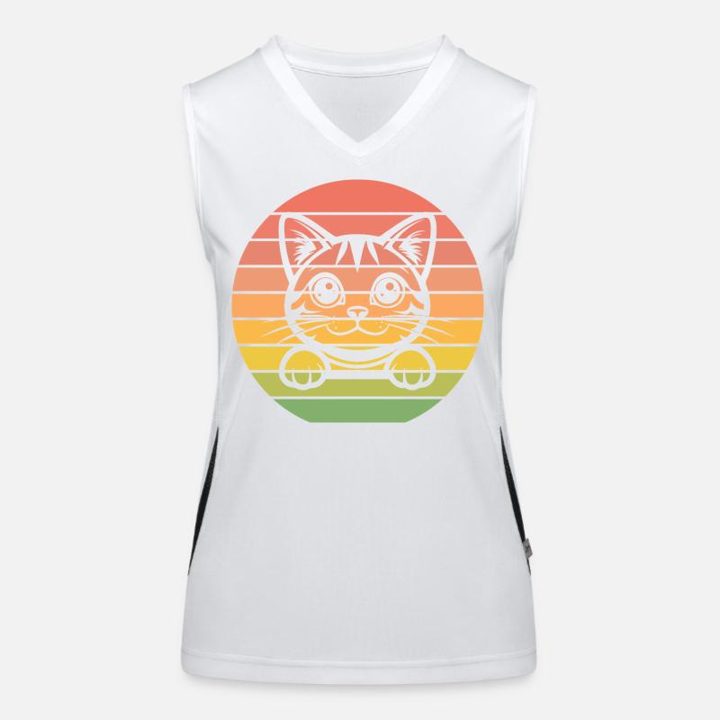 Chat Rétro Vintage Style Sunset Coucher de Soleil Débardeur respirant contrasté Femme