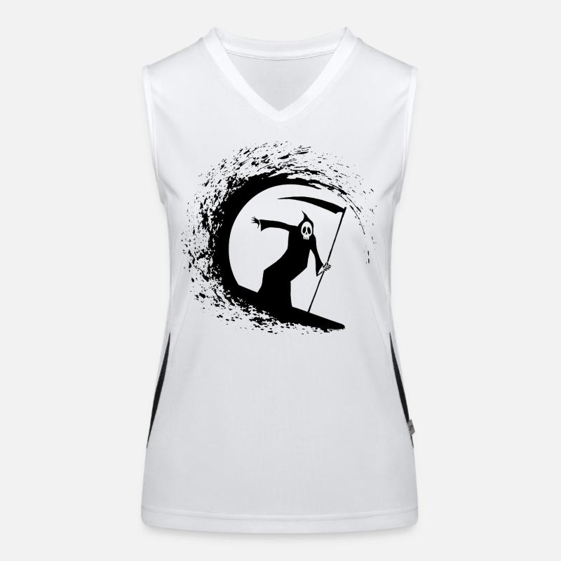 Tod und Surfen Funktionelles Kontrast-Tank Top für Frauen
