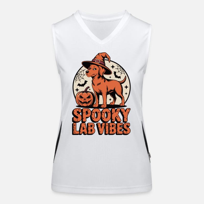 Spooky Foxred Labrador Halloween Women's Functional Contrast Tank Top