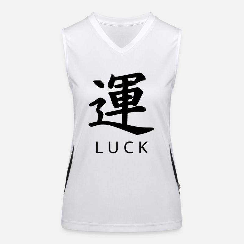 Minimal Kanji – LUCK (運) | Bold Vector Women's Functional Contrast Tank Top