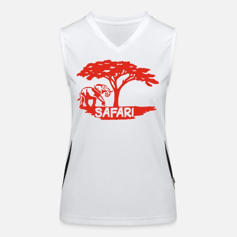Safari and red elephant Women's Functional Contrast Tank Top