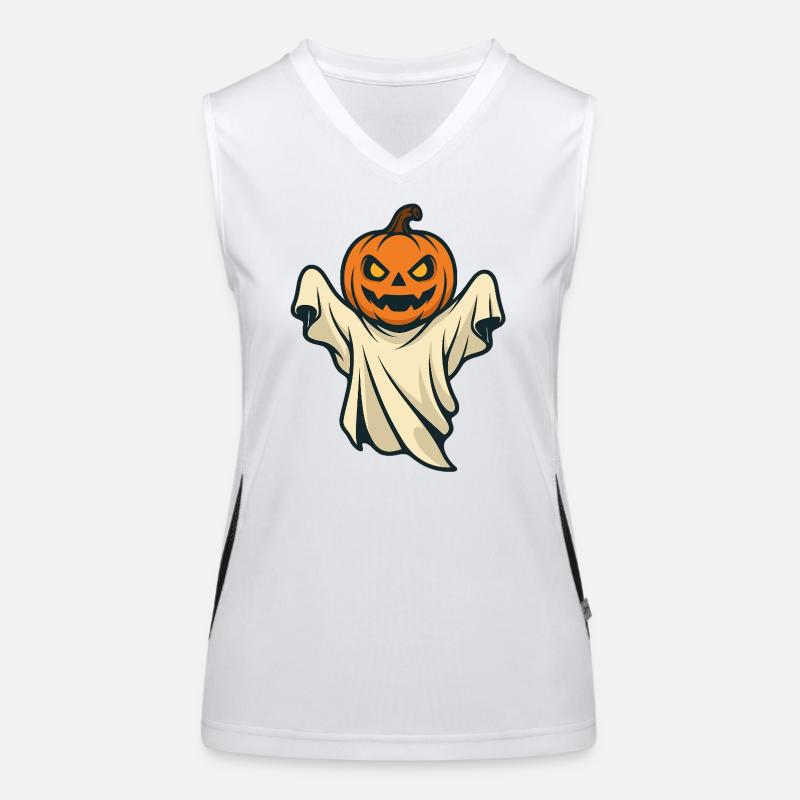 Halloween Kürbis Geist Spooky Design Funktionelles Kontrast-Tank Top für Frauen