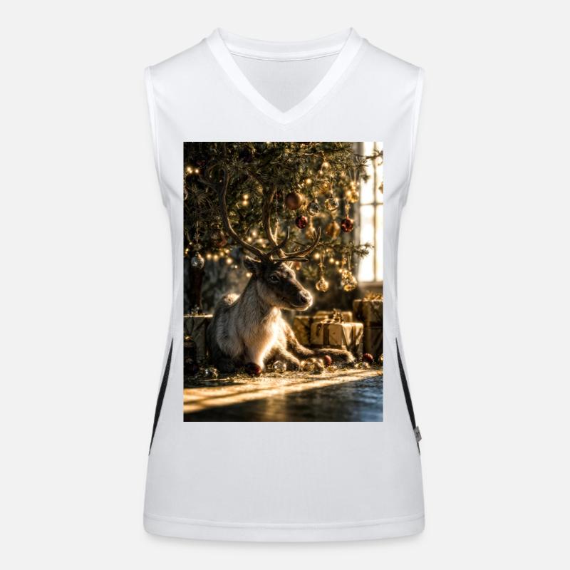Reindeer under Christmas Lights Women's Functional Contrast Tank Top
