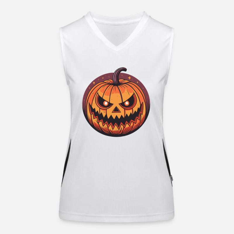 Scary Jack O Lantern Pumpkin Women's Functional Contrast Tank Top