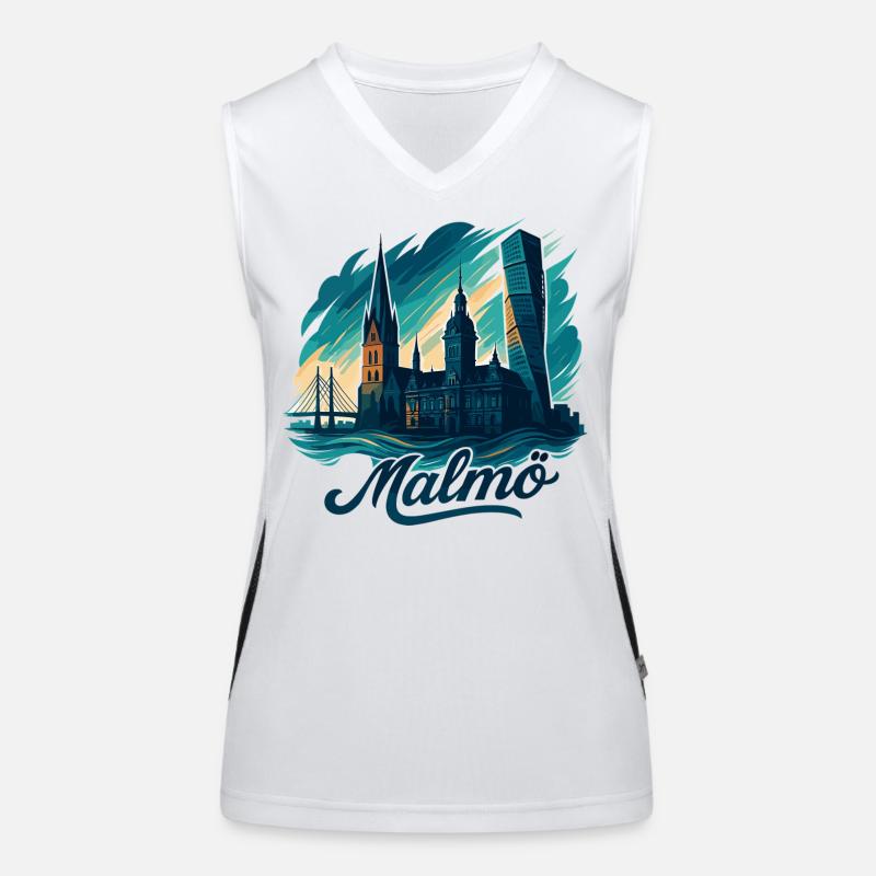 Malmö Stadt Schweden cool maritim Geschenk Funktionelles Kontrast-Tank Top für Frauen