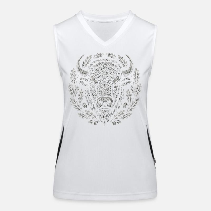 Bison d’Europe avec couronne de chêne Art Débardeur respirant contrasté Femme