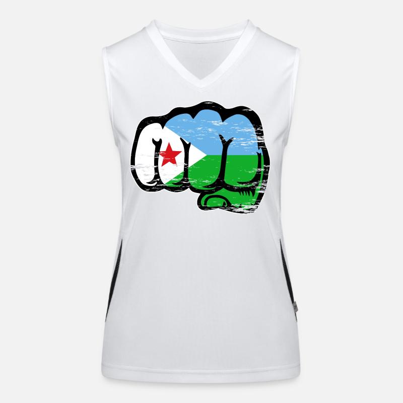 Dschibuti Flagge Faust Funktionelles Kontrast-Tank Top für Frauen