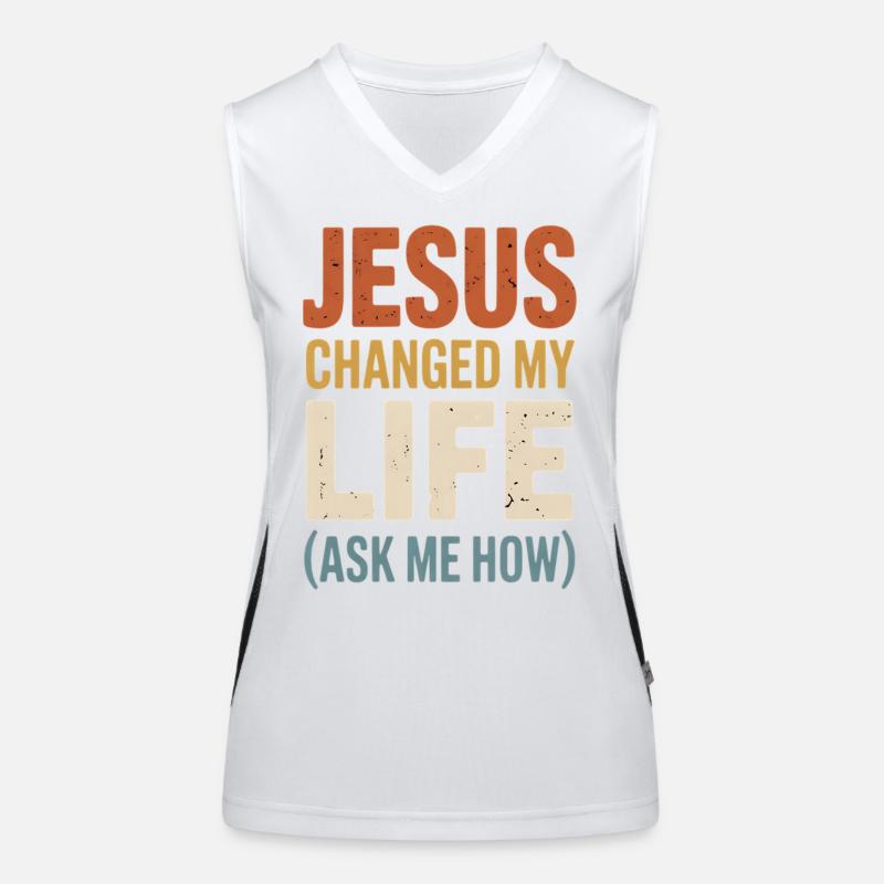 Jésus a changé ma vie (Demandez-moi comment) Débardeur respirant contrasté Femme