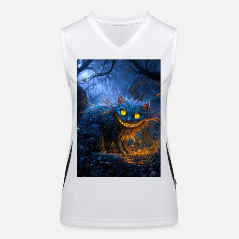 Chat bleu du Cheshire au clair de lune Débardeur respirant contrasté Femme