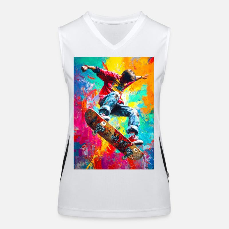 Chromatischer Skateboard Splash Funktionelles Kontrast-Tank Top für Frauen