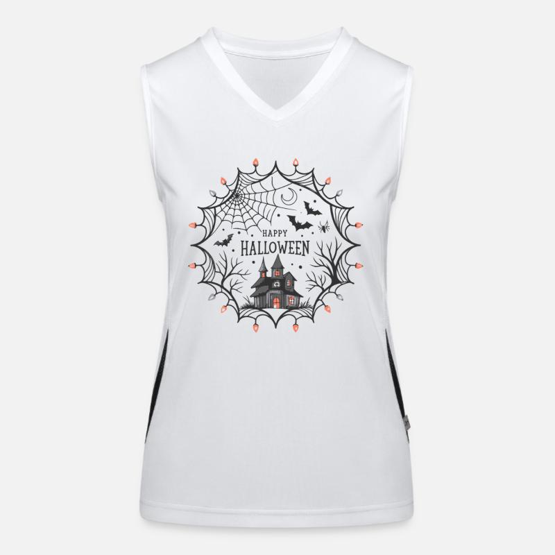 Halloween Spider Web Castle Women's Functional Contrast Tank Top