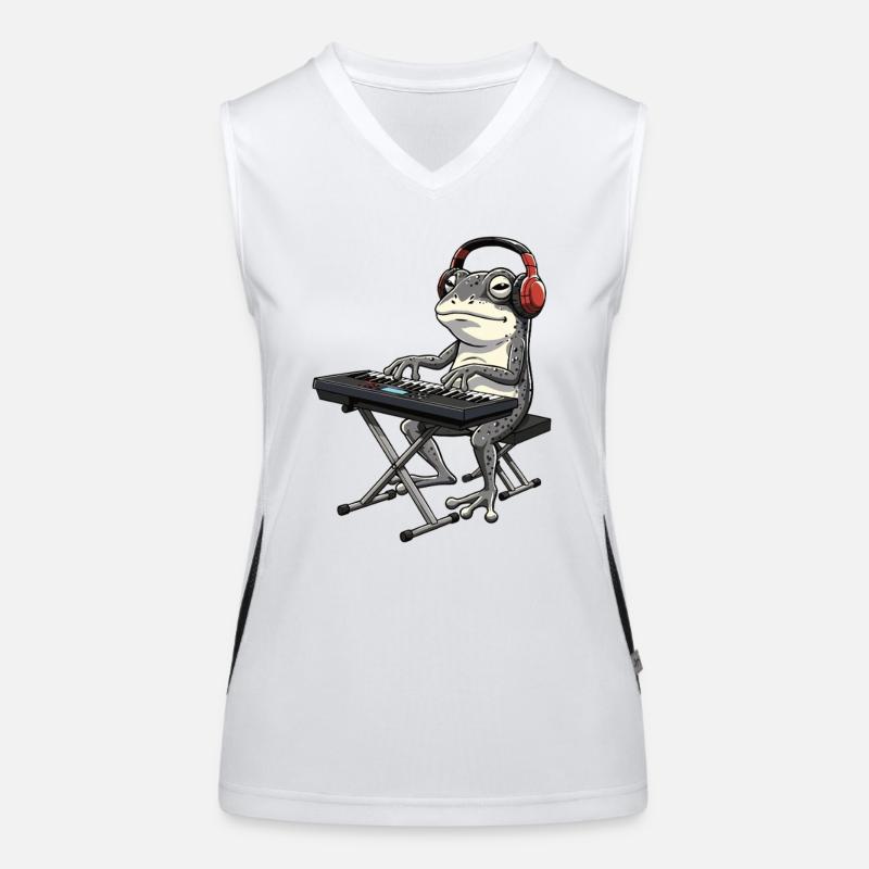 Grenouille avec clavier et casque Débardeur respirant contrasté Femme