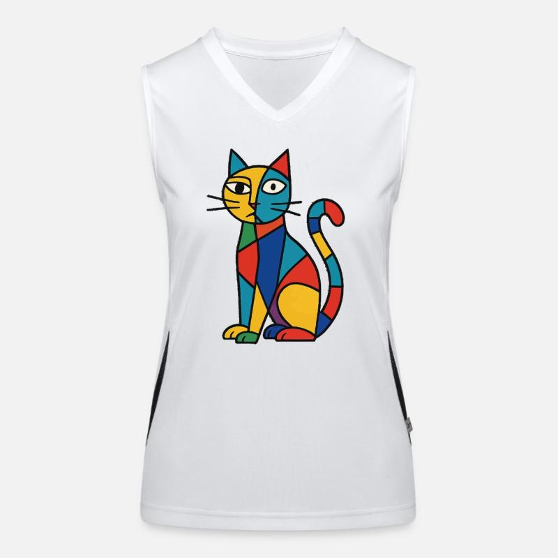 Variété de couleur de chat cubiste Débardeur respirant contrasté Femme