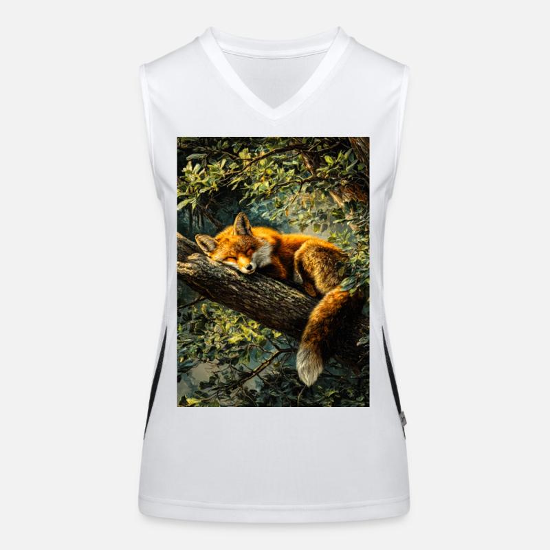 Sleeping Fox in Sunlit Forest Women's Functional Contrast Tank Top
