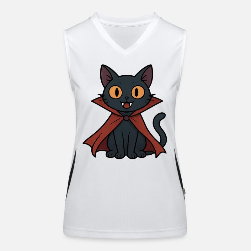 Vampire kitten in cape black cat - Women's Functional Contrast Tank Top - white/black
