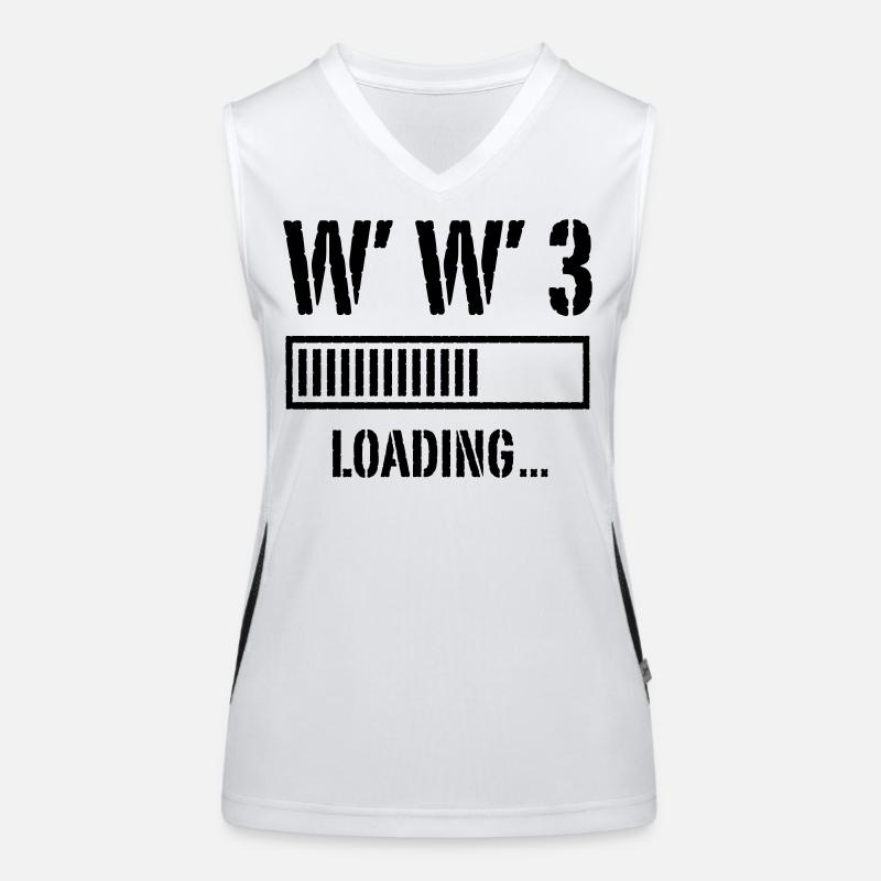 World War 3 Loading... (Peace / War / Black) Women's Functional Contrast Tank Top