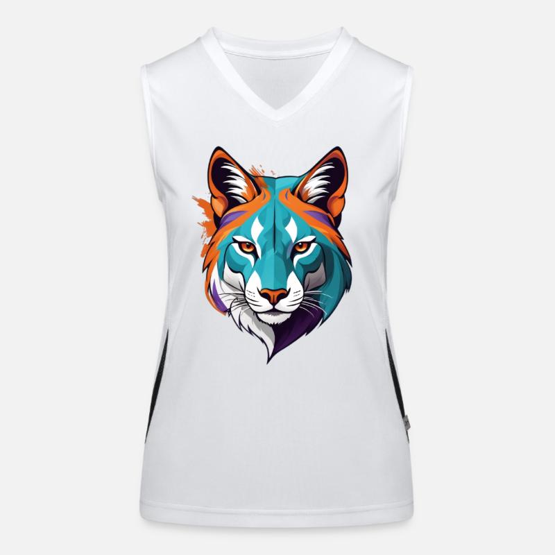 Prismatic tiger head illustration Women's Functional Contrast Tank Top