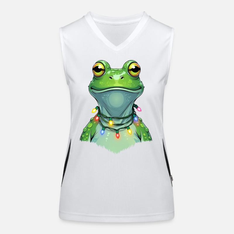 Lichterfrosch mit Weihnachtskette Funktionelles Kontrast-Tank Top für Frauen