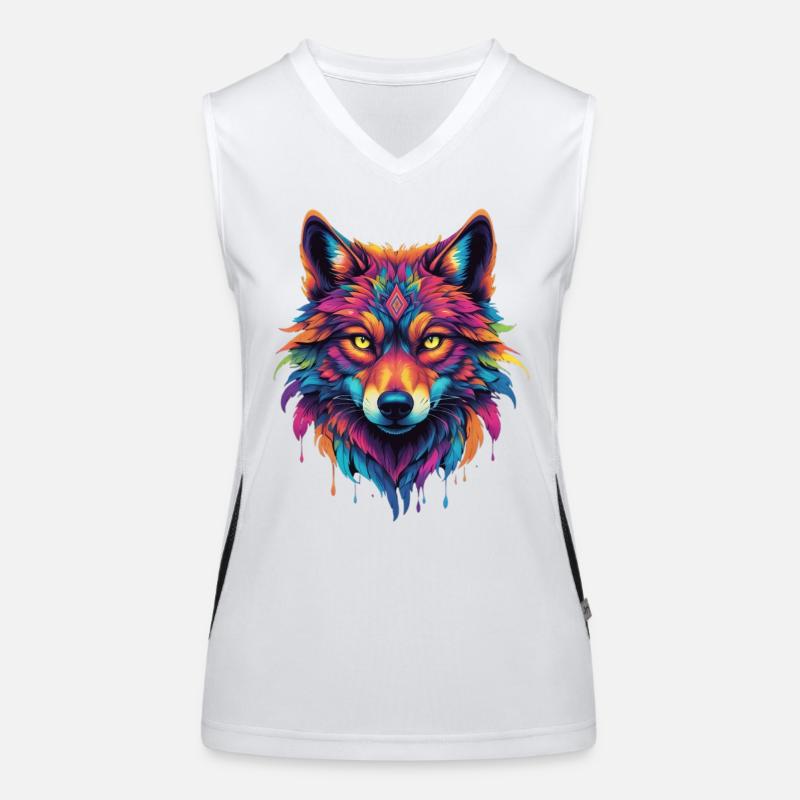 Bunter Wolf Kopf Funktionelles Kontrast-Tank Top für Frauen