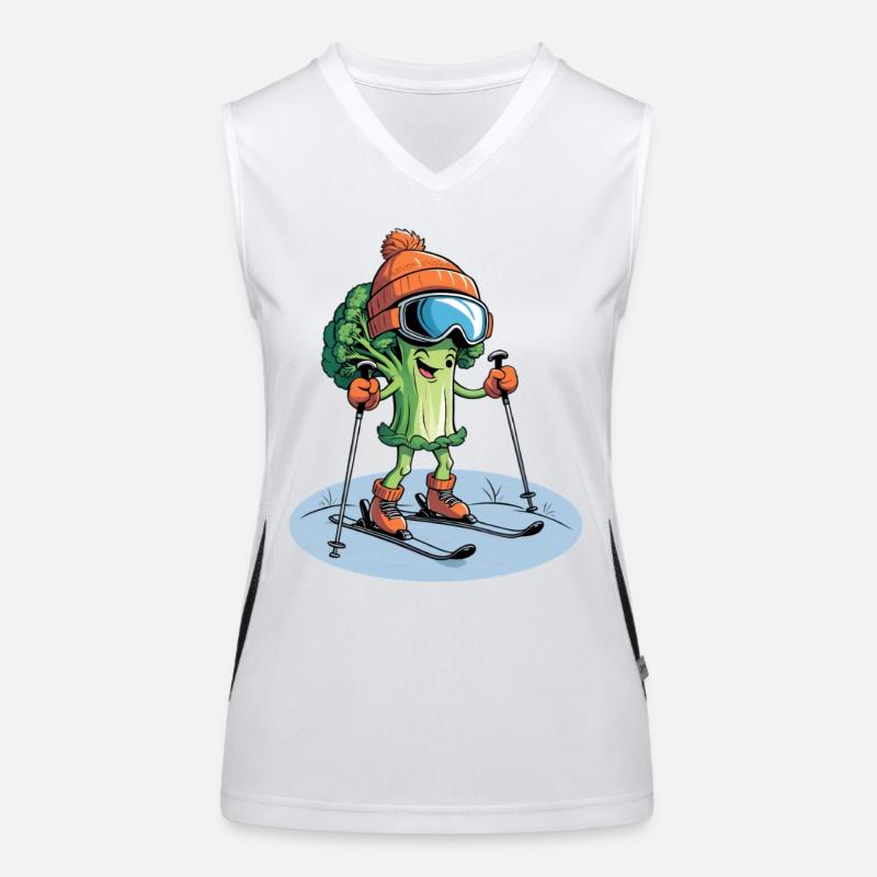 Broccoli skier with cap Women's Functional Contrast Tank Top