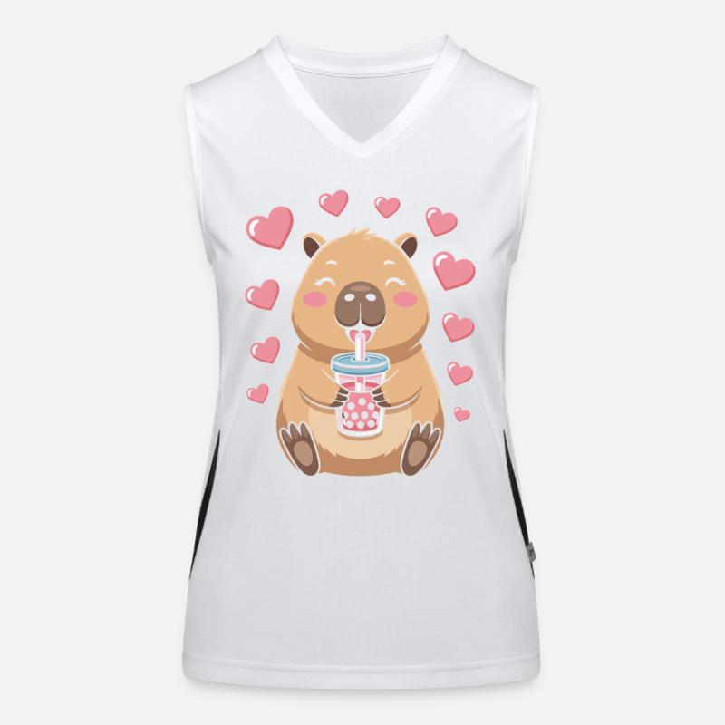 Kawaii Bubble Tee Capybara Boba Tee Funktionelles Kontrast-Tank Top für Frauen