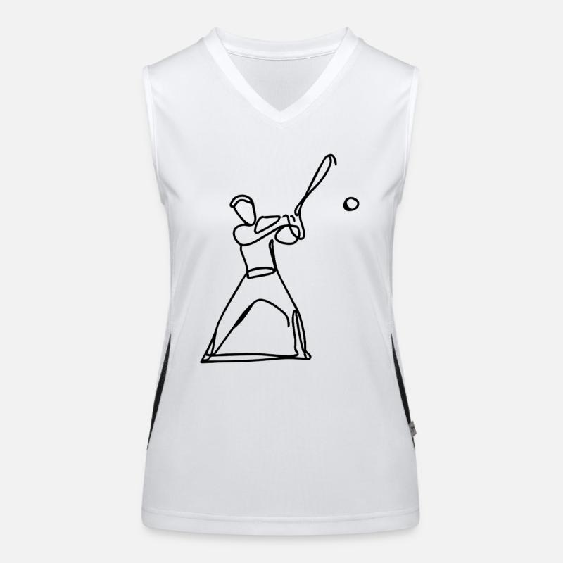 Baseball Player Drawing Women's Functional Contrast Tank Top